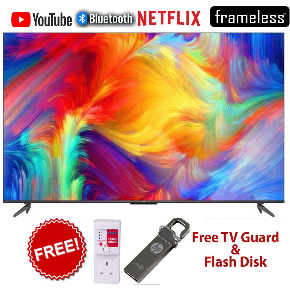 TCL 43" Inch-BLUETOOTH-ENABLED FHD-Smart & Digital ANDROID TELEVISION-NETFLIX-YOUTUBE+2 YEARS WARRANTY+FREE TV GUARD+32GB FLASH DISK