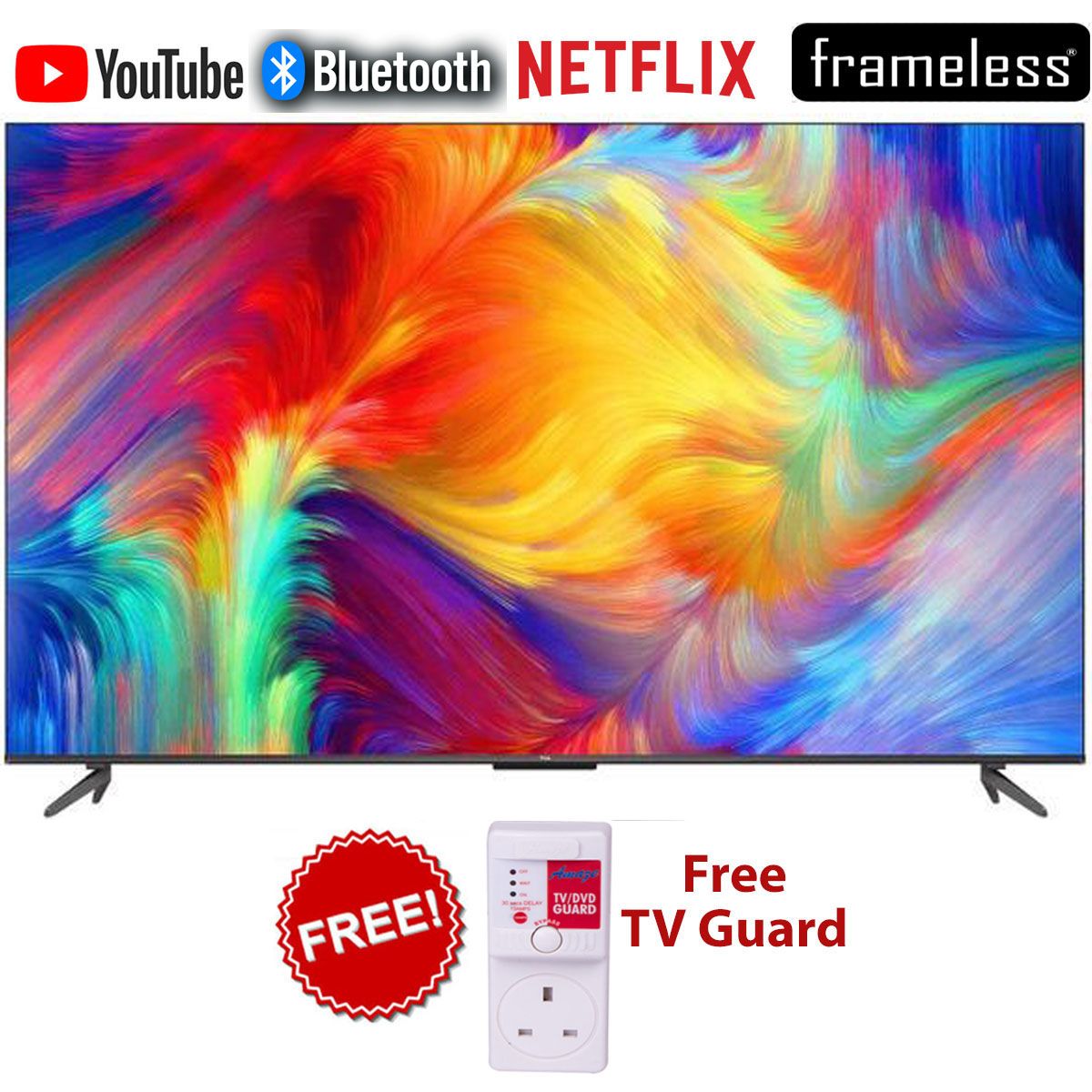 TCL 43" Inch-BLUETOOTH-ENABLED FHD-Smart & Digital ANDROID TELEVISION-NETFLIX-YOUTUBE+2 YEARS WARRANTY+FREE TV POWER GUARD
