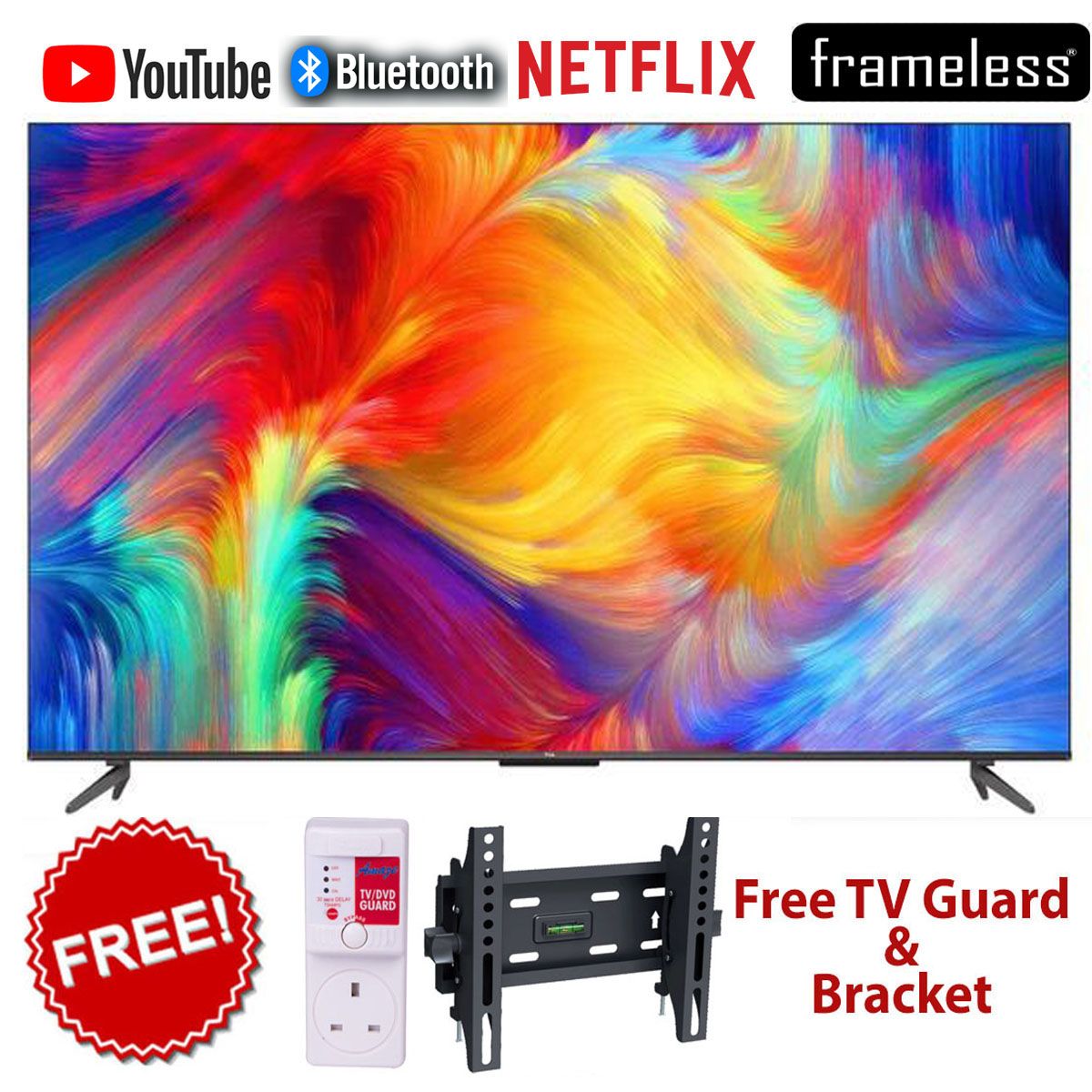 TCL 43" Inch-S5400-BLUETOOTH-ENABLED FHD-Smart & Digital ANDROID/GOOGLE TELEVISION-NETFLIX-YOUTUBE+2 YEARS WARRANTY+FREE TILT WALL BRACKET+TV GUARD