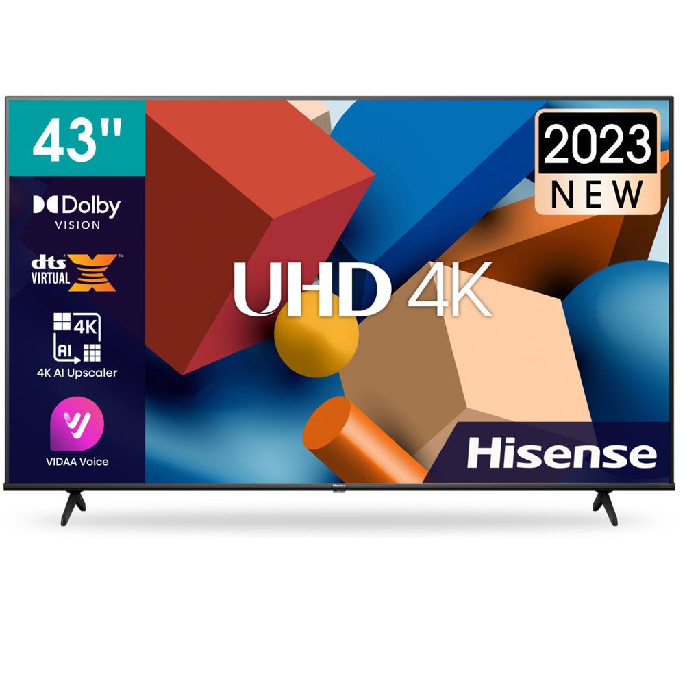 Hisense 43A6K- 43" Inch FRAMELESS,VIDAA OS SMART TV,BLUETOOTH-ENABLED,4K ULTRA HD  TV,NETFLIX,YOUTUBE+2 YEARS WARRANTY+FREE WALL BRACKET+32GB FLASH DISK