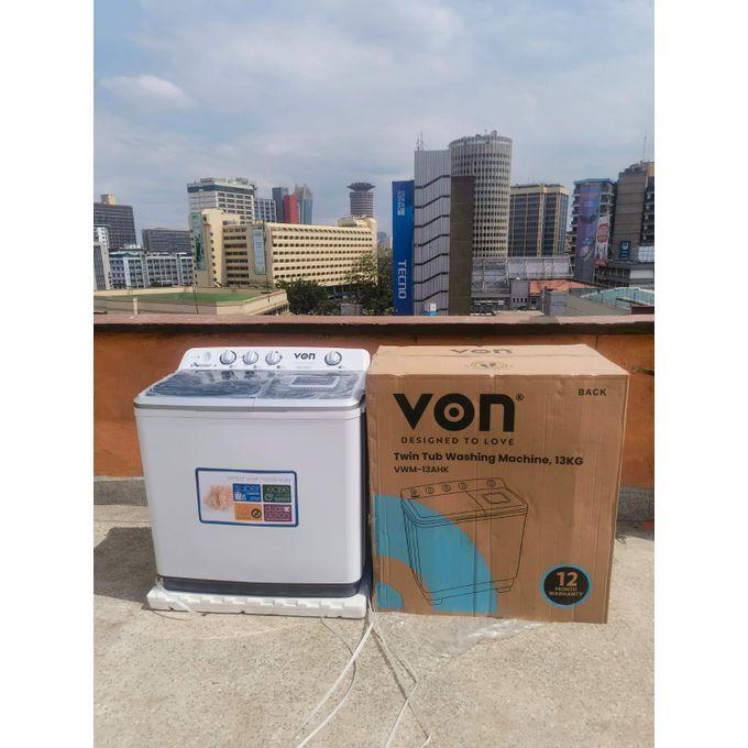 VON VWM-13AHK-13KgTwin Tub Washing Machine-Semi -Automatic+2 YEARS WARRANTY