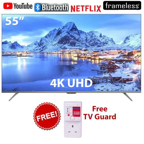 Vitron 55" Inch FRAMELESS,BLUETOOTH,UHD 4k Android Smart TV,NETFLIX/YOUTUBE+FREE  TV GUARD