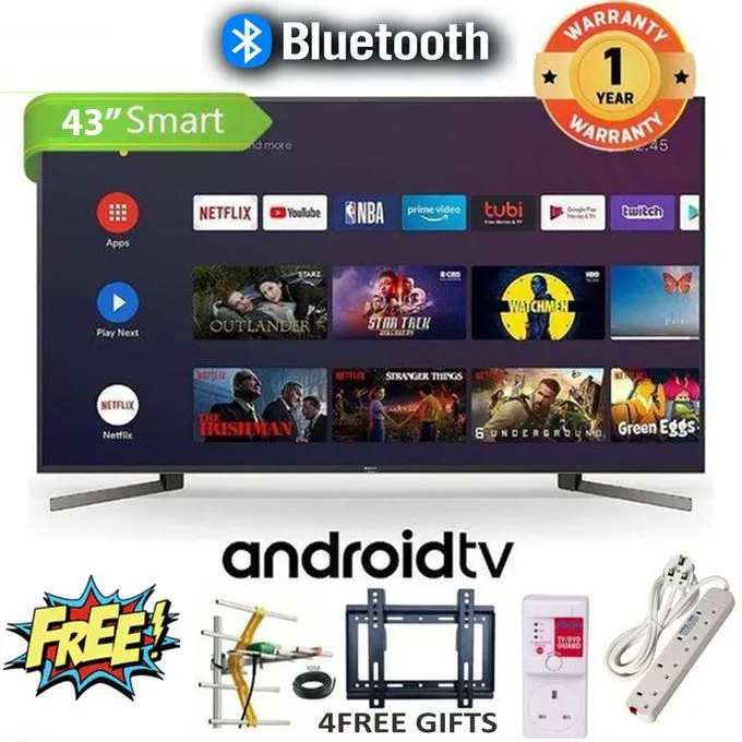 SOLARMAX 43" INCH BLUETOOTH FRAMELESS FULL HD SMART TV ANDROID TELEVISION NETFLIX ,YOUTUBE BUILT-IN WIFI, APP STORE 1GB-RAM 8GB-ROM +14 MONTHS WARRANTY+4 FREE GIFTS