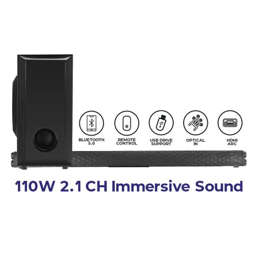 Vision Plus VP2110SB ,100W - 2.1CH Soundbar With Bluetooth - Black (2YRs WRTY)
