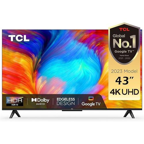 TCL 43" P635 4K HDR Google TV ,BLUETOOTH TV,FRAMELESS,DOLBY AUDIO,NETFLIX/YOUTUBE+2YEARS WARRANTY+FREE TILT WALL BRACKET+TVPOWER GUARD