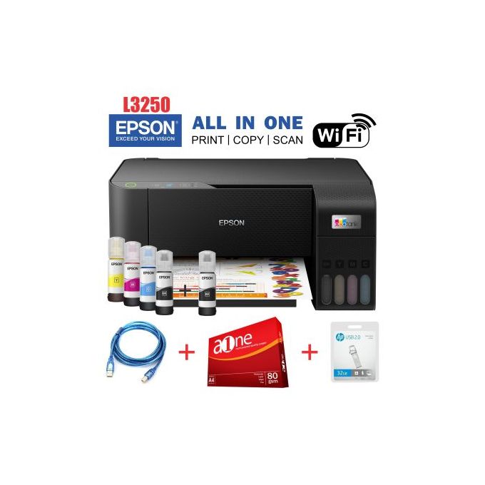 Epson EcoTank L3250 A4 WIRELESS Printer (All-in-One)+1 YEAR WARRANTY+FREE GIFTS