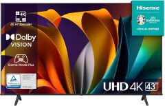 Hisense 43" Inch SMART TV, A6 Series, 43A6, UHD 4K, FRAMELESS Smart TV-NETFLIX,YOUTUBE,PRIMEVIDEO,NATURAL COLOR ENHNANCER-BLUETOOTH CONNECTIVITY, BUILT-IN WIFI, INBUILT DECODER,VIDAA OS+FREE GIFTS