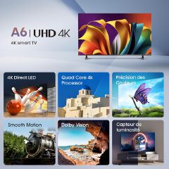 Hisense 43" Inch SMART TV, A6 Series, 43A6, UHD 4K, FRAMELESS Smart TV-NETFLIX,YOUTUBE,PRIMEVIDEO,NATURAL COLOR ENHNANCER-BLUETOOTH CONNECTIVITY, BUILT-IN WIFI, INBUILT DECODER,VIDAA OS+FREE GIFTS