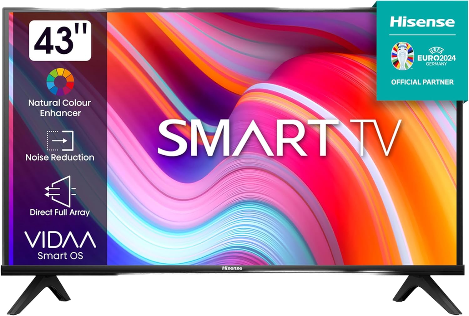 HISENSE 43" INCH BLUETOOTH ENABLED FRAMELESS FHD SMART TV ,VIDAA TELEVISION NETFLIX YOUTUBE BUILT-IN WIFI 1GB RAM 8GBROM 2*USB PORTS,3*HDMI PORTS + 4 FREE GIFTS