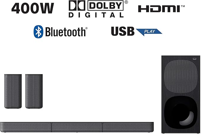 Sony HT-S20R 5.1Ch 400W Real Surround Soundbar with Dolby Digital Bluetooth Connectivity For Music Streaming Home Cinema System