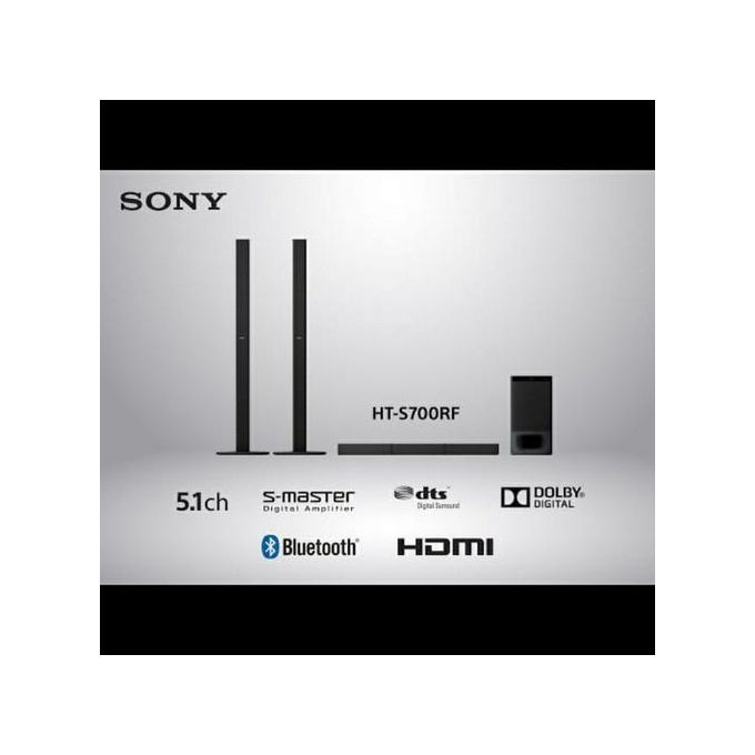 Sony HT-S700RF Real 5.1ch Dolby Audio Soundbar for TV with Tall boy Rear Speakers & Subwoofer, 5.1ch Home Theatre System (1000W, Bluetooth & USB Connectivity,HDMI & Optical Connectitvity)