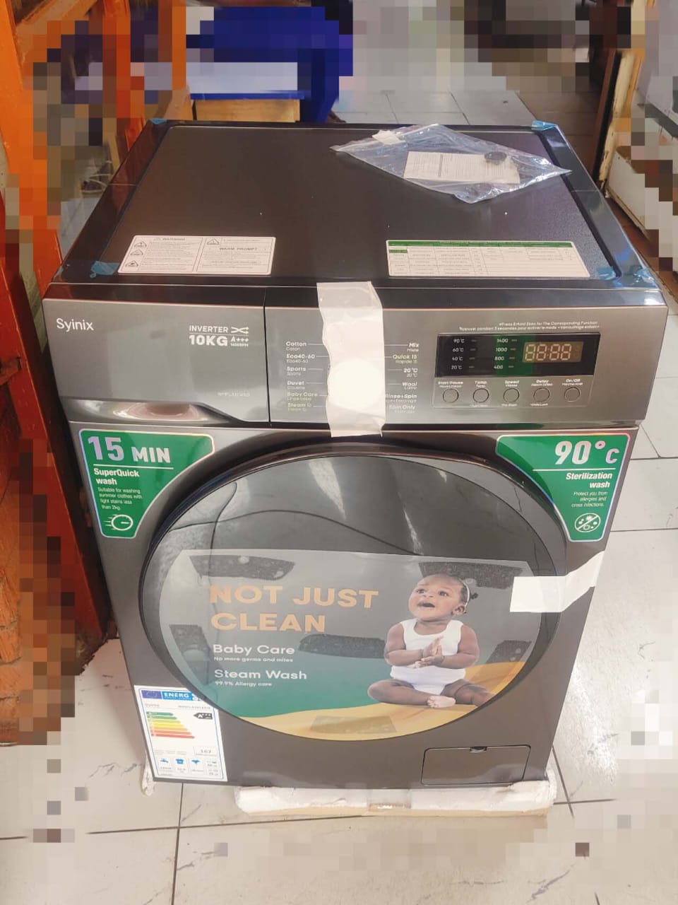 Syinix 10Kg Automatic Front Load Washing Machine Wash & Spin+25months warranty