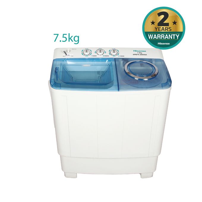 HISENSE  7.5KG Twin Tub Top Load,Semi Automatic, Washing Machine (2YRS WARRANTY)