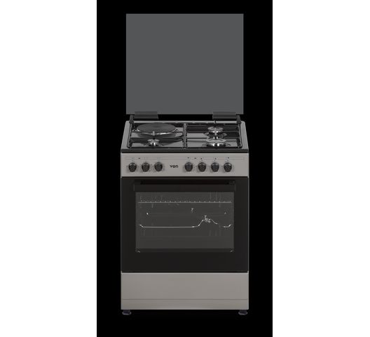 Von Hotpoint 3 Gas Burner+1 Electric, 60cm by 55cm, Standing Gas Cooker with Electric Oven+1 YEAR WARRANTY