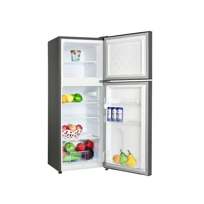 Mika 138L Double Door Refrigerator Top Mounted Freezer 2 Star Energy Rating Direct Cool Deodorizer-Smell Buster-DARK SILVER