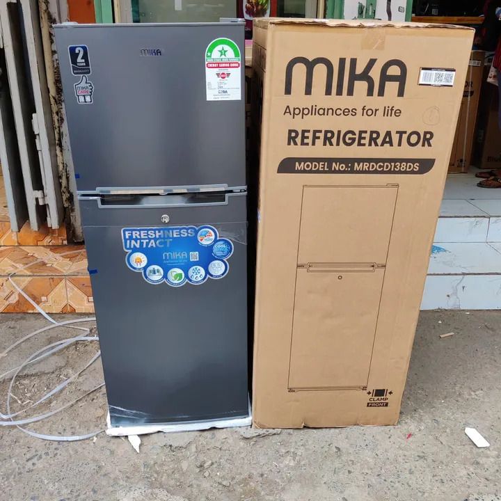 Mika 138L Double Door Refrigerator Top Mounted Freezer 2 Star Energy Rating Direct Cool Deodorizer-Smell Buster-DARK SILVER