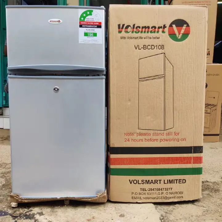 [Special Offer!!!] Volsmart 108L Double Doors VL-BCD108 Fridge Freezer Energy Saving Refrigerator with Lock and Keys+1 YEAR WARRANTY