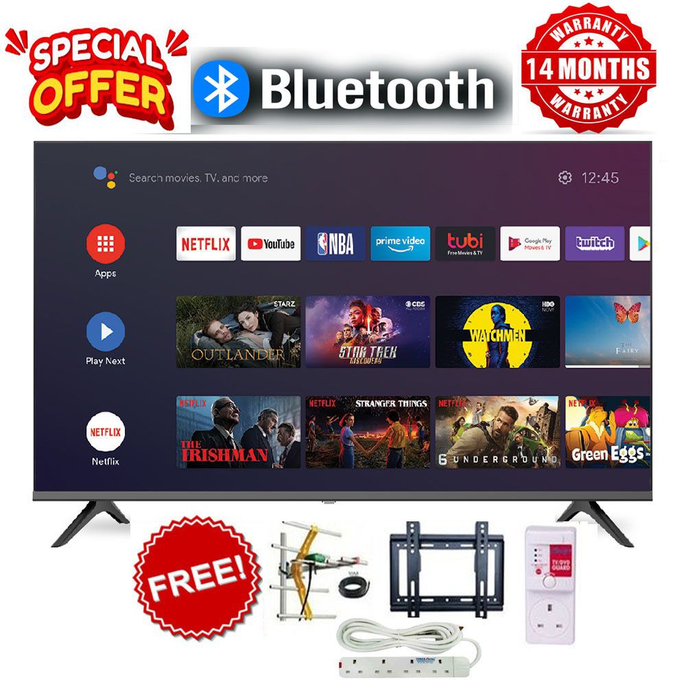 Vitron HTC3200S 32" Inch(2025 MODEL)BLUETOOTH TV FRAMELESS Smart Android TV with Inbuilt Decoder Inbuilt WIFI,Netflix,Youtube Google Appstore 14 Months Warranty+FREE TV GUARD+BRACKET+EXTENSION+AERIAL