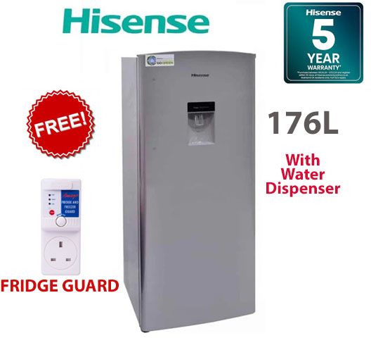 [Special Offer] Hisense 176 Litres FRIDGE Single Door with Water Dispenser,SILVER+FREE FRIDGE GUARD +(5 YEARS WARRANTY)