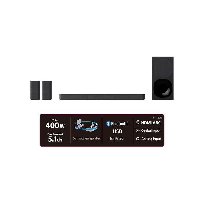 Sony HT-S20R 5.1ch Dolby Digital Home Cinema Soundbar,400W+FREE EXTENSION+BLUETOOTH EARPODS (1YR WRTY)