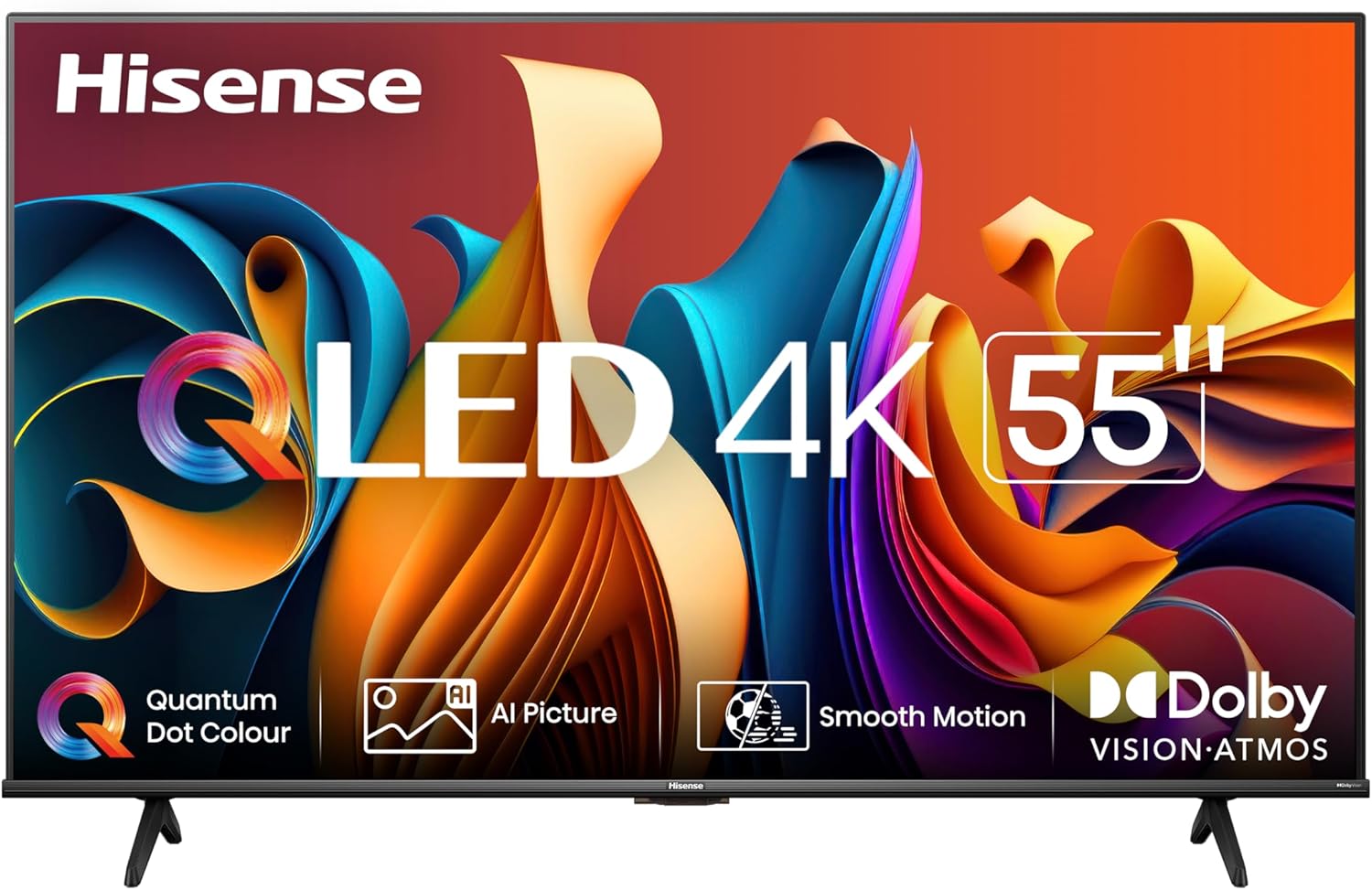 Hisense 55 Inch QLED 4K Smart TV – HDR, Dolby Vision, Netflix Ready+FREE TILT WALL BRACKET+TV POWER GUARD
