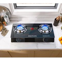 AILYONS Table Top Gas Cooker,2 Burner With A Strong Glass,AUTO Ignition(1YR WARRANTY)