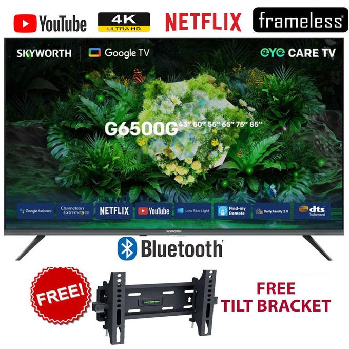 Skyworth 43G6500G , 43-inch 4K UHD 2025 Model Frameless Google TV,Bluetooth-Enabled,Inbuilt Wi-Fi+FREE TILT BRACKET