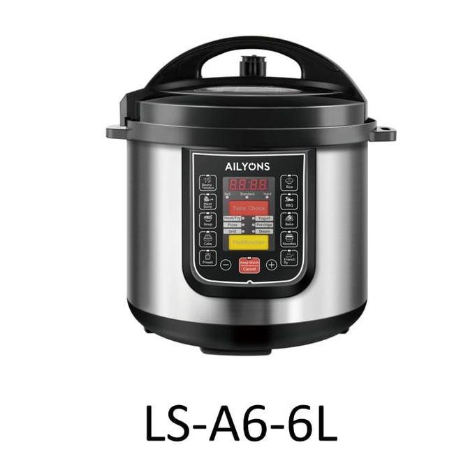 AILYONS 6L Multi-Functional Electric Pressure Cooker And Rice Cooker Explosive Proof  1000W SILVER(1YR WRTY)