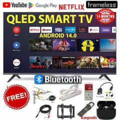 BLUETOOTH-ENABLED VITRON 43" INCH QLED SMART TV FRAMELESS FHD SMART TV ANDROID TELEVISION NETFLIX ,YOUTUBE 43 INCH BUILT-IN WIFI, APP STORE,i-Cast Screen Mirroring,INBUILT DECODER+8 FREE GIFTS