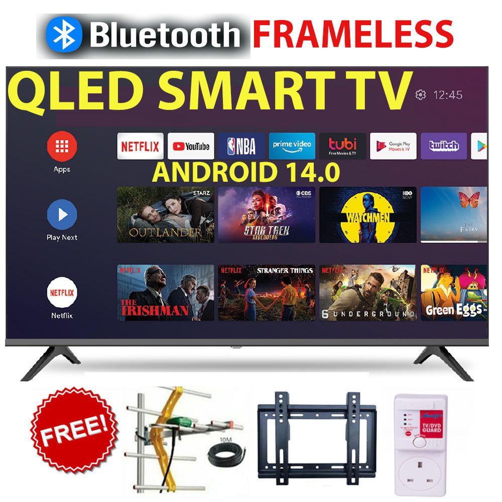 [ SPECIAL OFFER ] VITRON 43" INCH  HTC4300QFS QLED BLUETOOTH-ENABLED TV FRAMELESS FHD(1080p)SMART TV ANDROID 13 NETFLIX YOUTUBE TELEVISION BUILT-IN DECODER+FREE POWER TV GUARD+BRACKET+TV AERIAL