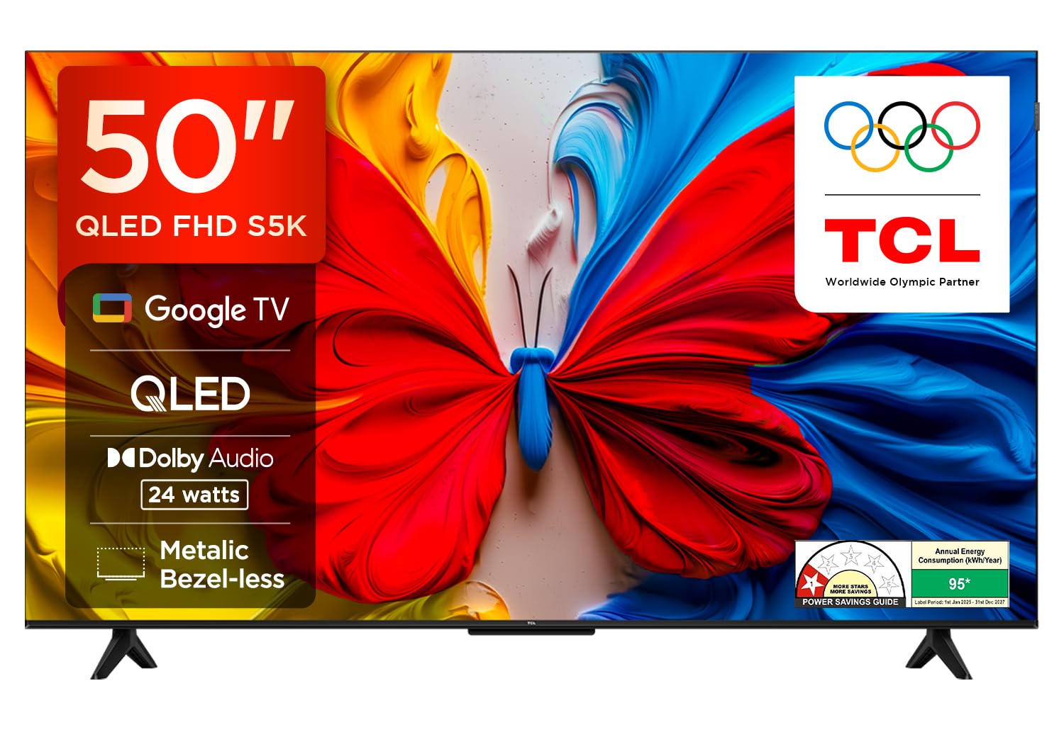 TCL 50" Inch QLED Google TV Smart Full HD Android TV, WiFi, Bluetooth, HDMI/USB, Netflix, YouTube, Dolby Audio+FREE TV GUARD+EXTENSION+1YR WRTY