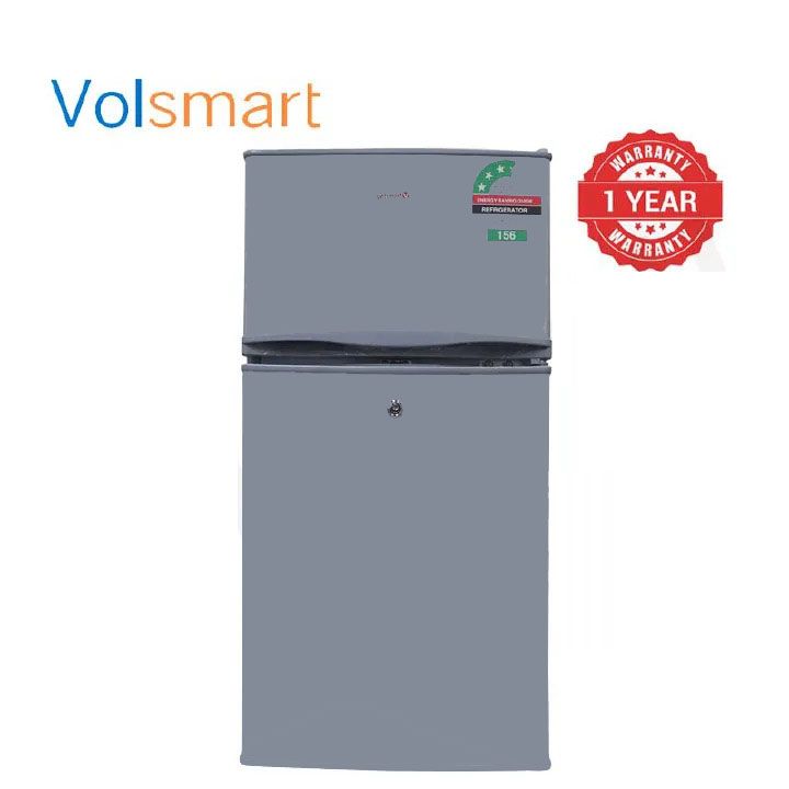 VOLSMART 108L Double Door Direct Cool Fridge,Compact Mini Refrigerator With Freezer, Low Noise+Fridge Guard+Extension
