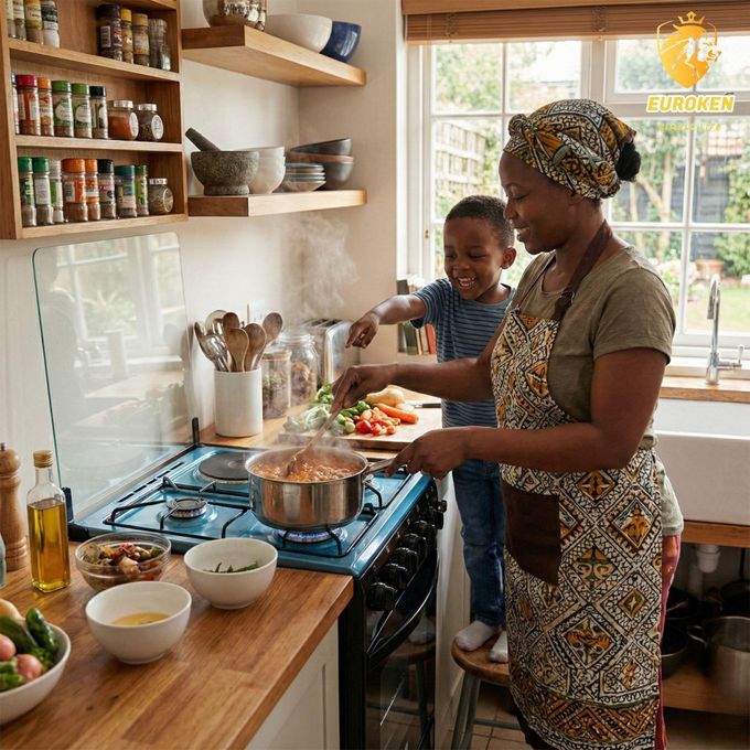 Euroken Free Standing Gas Cooker - 50 X 55, 3 Gas Jet Burners + 1 Hot Plate, Electric Oven & Rotisserie