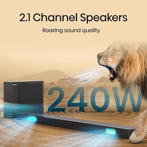 Hisense HS2100 2.1CH Sound System – The Beast Soundbar with Wireless Subwoofer, 240W Audio Power + Free Extension & Earpods