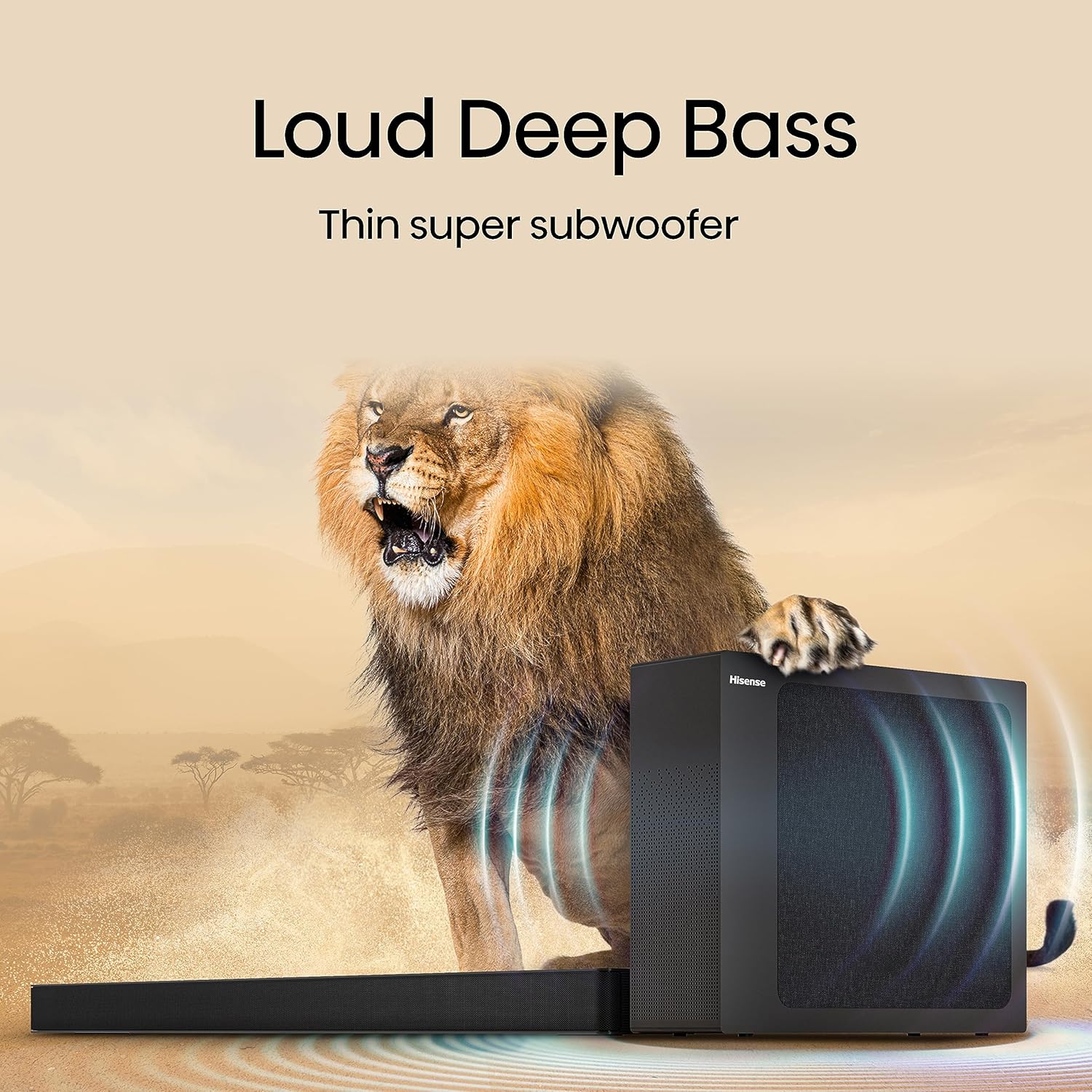 Hisense HS2100 2.1CH Sound System – The Beast Soundbar with Wireless Subwoofer, 240W Audio Power + Free Extension & Earpods