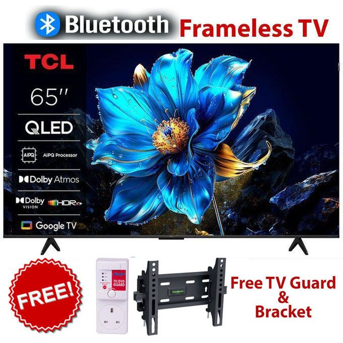 TCL 65T6C 65 Inch QLED 4K UHD Smart Google TV – Cinematic Dolby Vision HDR, Immersive Dolby Atmos Audio+FREE TILT WALL BRACKET +TV GUARD+1YR WRTY