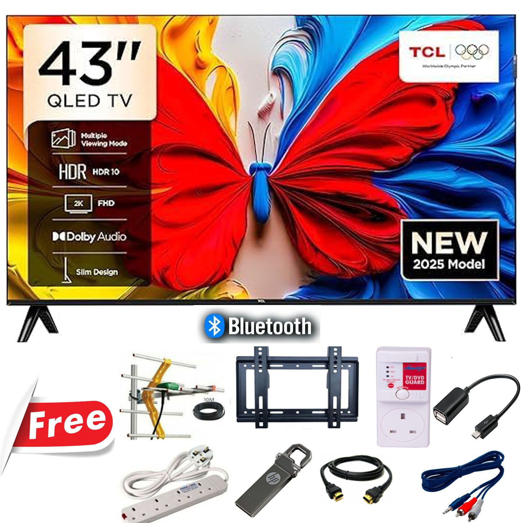TCL 43" Inch 43S5K-BLUETOOTH TV,FHD-Smart & Digital ANDROID/GOOGLE TELEVISION-NETFLIX-YOUTUBE+1YEAR WARRANTY+8 FREE GIFTS