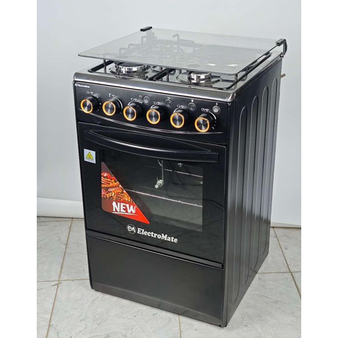 ElectroMate 50cm x 55cm, 3 Gas + 1 Rapid Hot Plate Free Standing Gas Cooker with Electric Oven