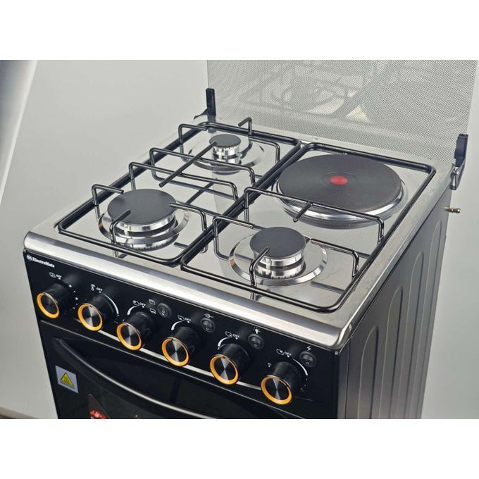 ElectroMate 50cm x 55cm, 3 Gas + 1 Rapid Hot Plate Free Standing Gas Cooker with Electric Oven