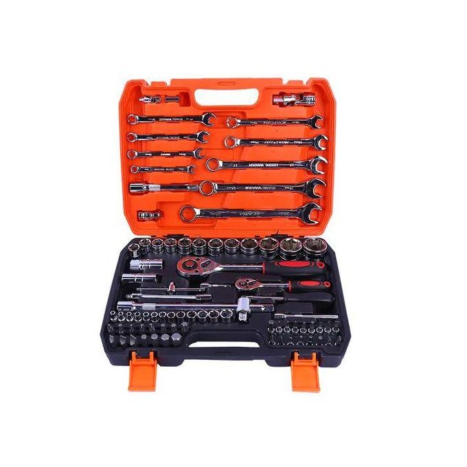 82PC 1/2 1/4 Ratchet Wrench Socket Set Auto Repair Toolset