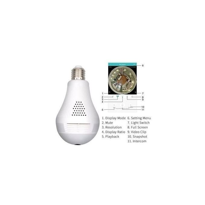 1080P Nanny Cam Night Vision Camera 360 Degree CCTV Security Wireless IP Wifi Light Bulb Camera