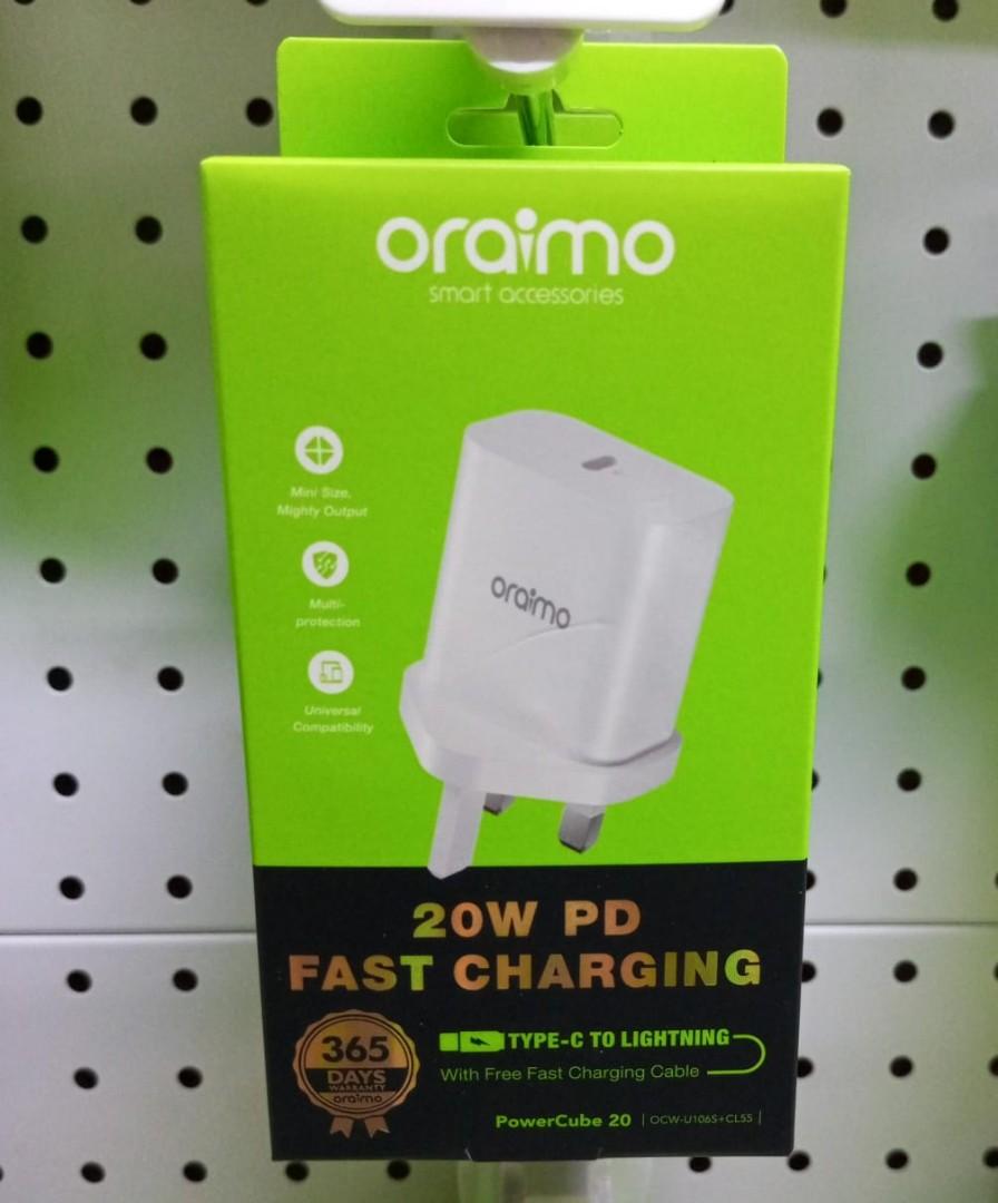 Oraimo Charger, 20W PD Fast Charging. Type C to Type C