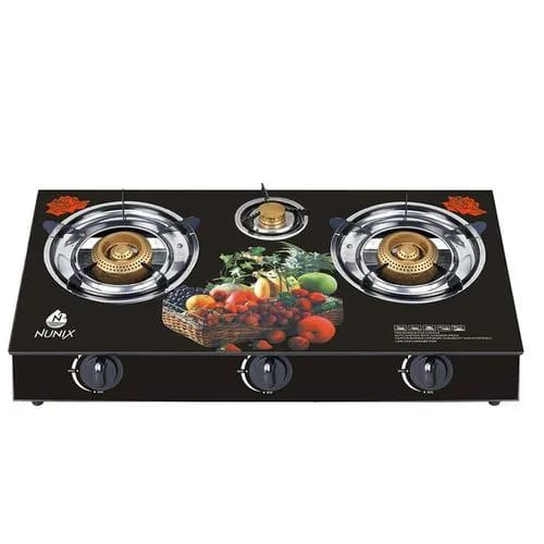A MUST HAVENunix ELEGANT CONVINIENT 3 Burner Table Top Gas CookerCooking becomes easy when you have Nunix glass top gas stoves in your kitchen. It helps you to cook more than one dish at the same time