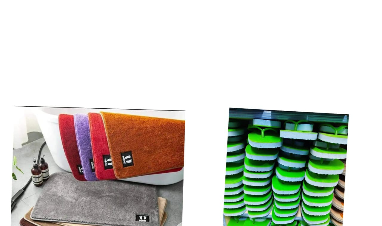 (ELEVATE YOUR HOME DECOR) with fluffy Non-Slip Floor Mat . With free pair of sandals. These mats are wooven with cotton. Soft in texture and is easy to clean-