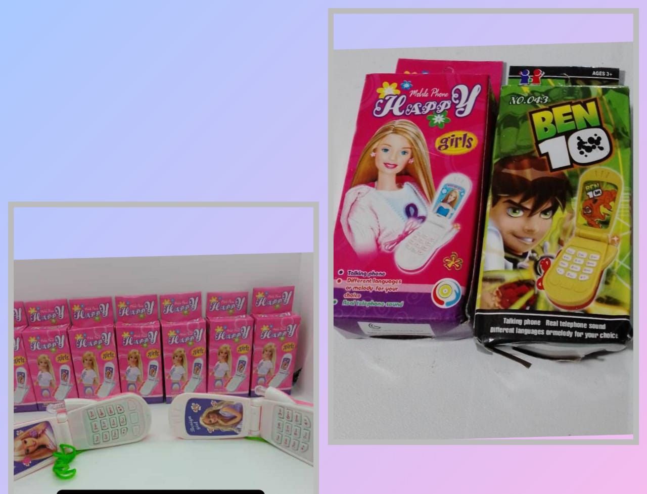 🔥😍 LISTINGS ON SALE 🤯 2PCSCartoon Themed Kids Play Phone. Made of ABS plastic. Its easy to operate and has sound fixtures as well as LED lights.