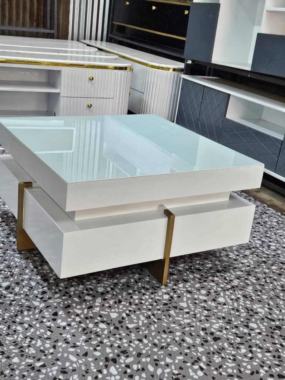 🎉🎉UPGRADE YOUR HOME FURNITURE 🌼🌼Marble nested rectangular coffee table Its contemporary design is perfect for complementing various interior styles, from minimalistic to luxurious.