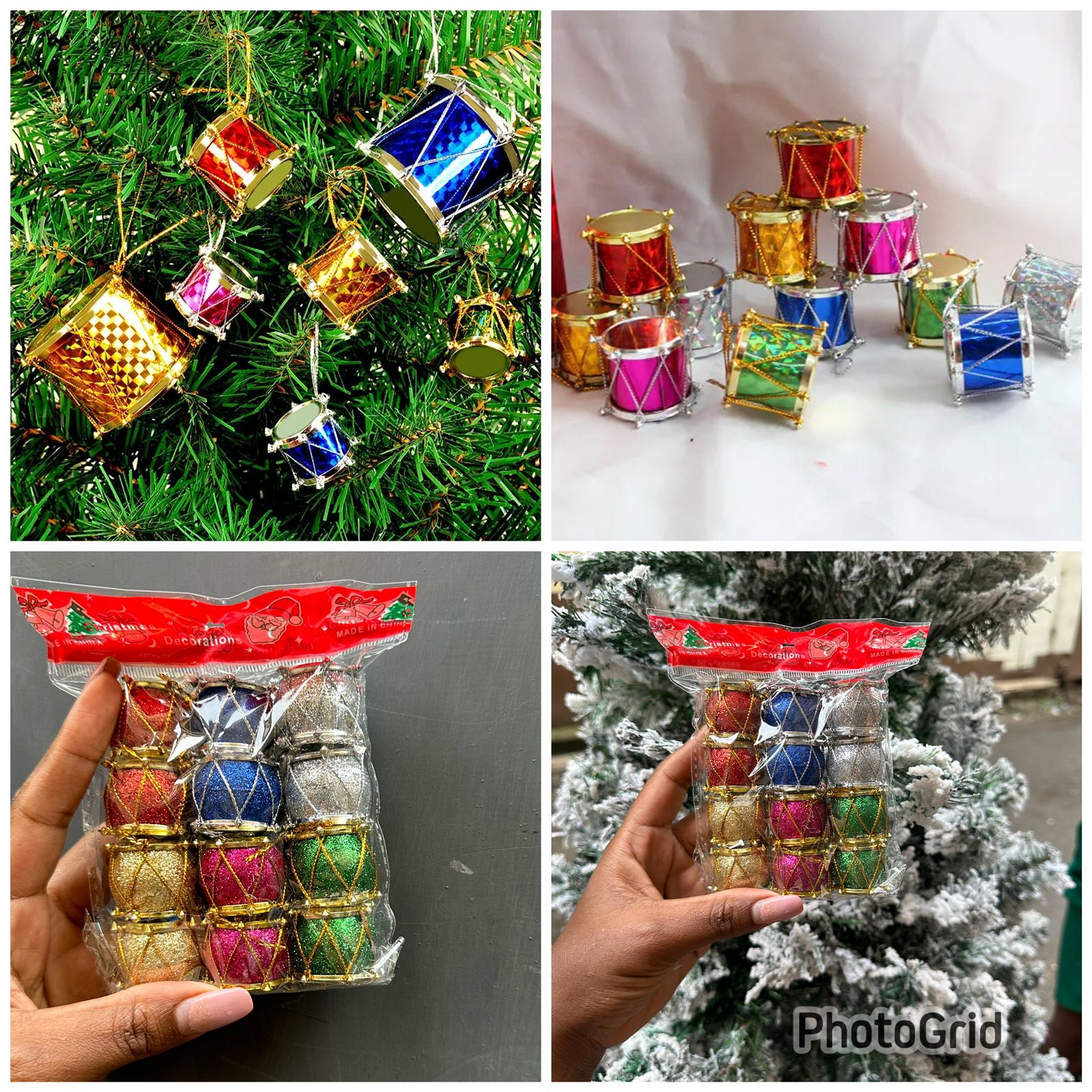 Mixed Drum Set Christmas Tree Decorations.Add sparkle and festive rhythm to your holiday décor. Perfect for Christmas trees, garlands, and festive displays.