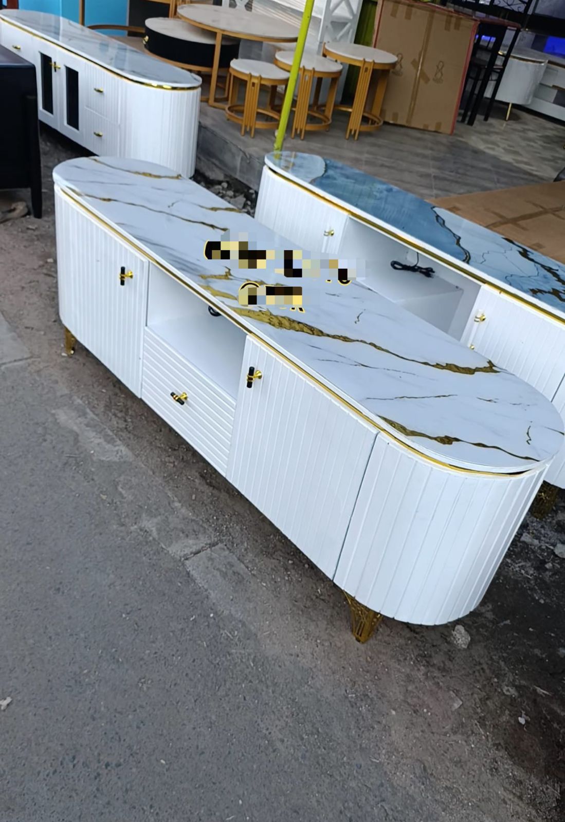 Give your living room a modern, luxurious upgrade with this 5.5ft TV stand, beautifully finished with a high-quality marble top. Designed for elegance, durability, and practical storage.