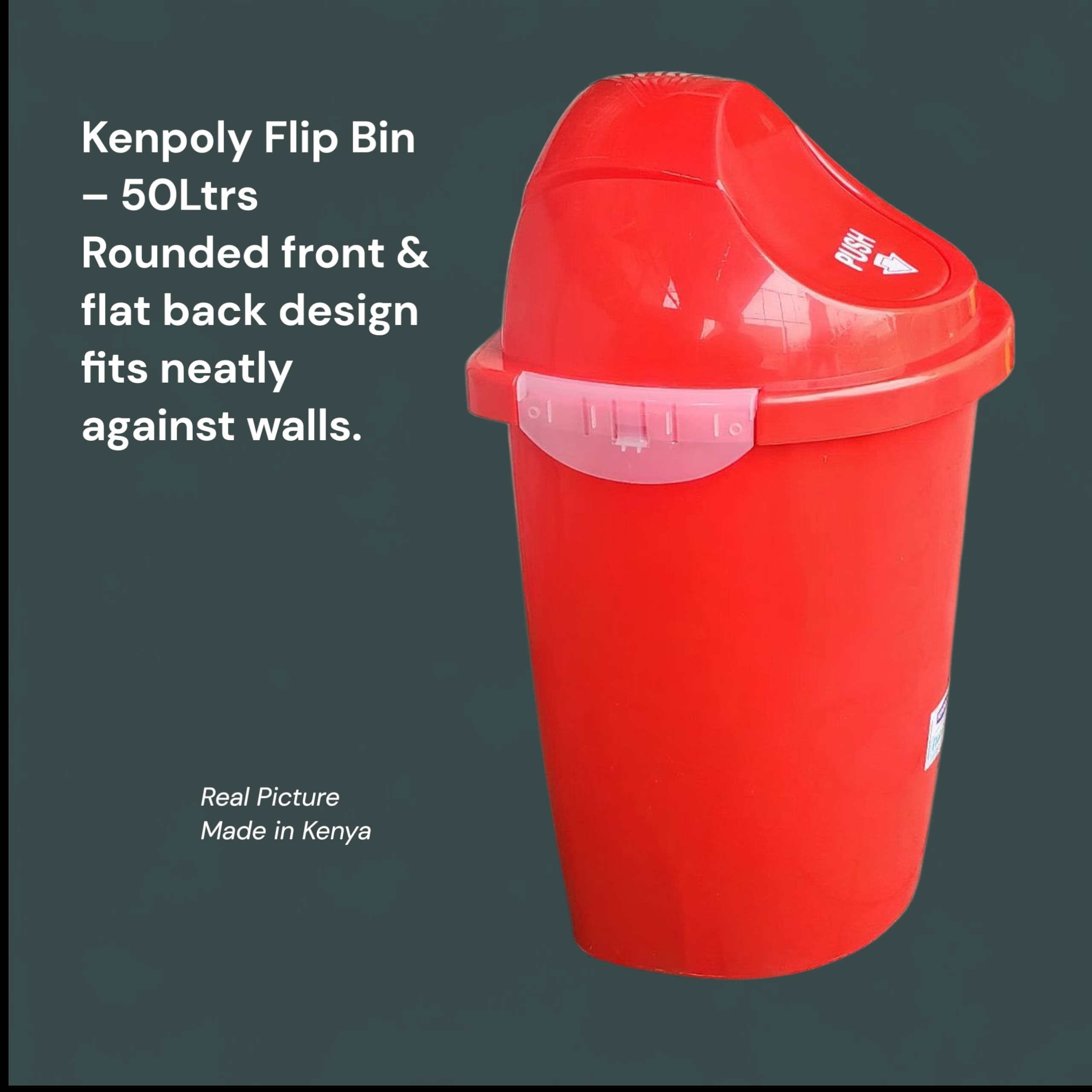 Kenpoly Flip Bin – 50 Litres
✅ Large 50L capacity – ideal for home, office & commercial use
✅ Flip-top lid for easy and hygienic waste disposal
✅ Durable, high-quality plastic
✅ Helps control odor and