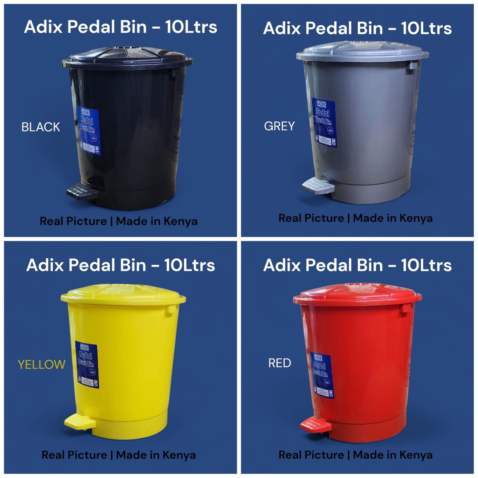 Adix Pedal Dust Bin – 10 Litres
*✔️ Durable, high-quality plastic construction
✔️ 10-litre capacity – ideal for daily household or office use
✔️ Foot pedal operation for hands-free, hygienic waste dis
